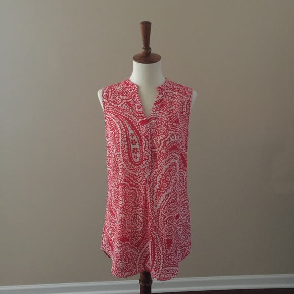 The Limited red and white paisley Sleeveless Top - Picture 1 of 8